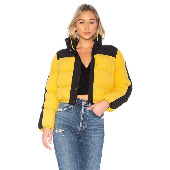 Lovers + Friends Jackets & Blazers - Revolve Lovers and Friends Drive Puffer Jacket in Yellow & Black.
